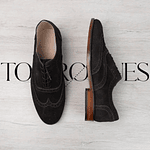 Zapatos hombre brogues en  cuero carnaza color chocolate