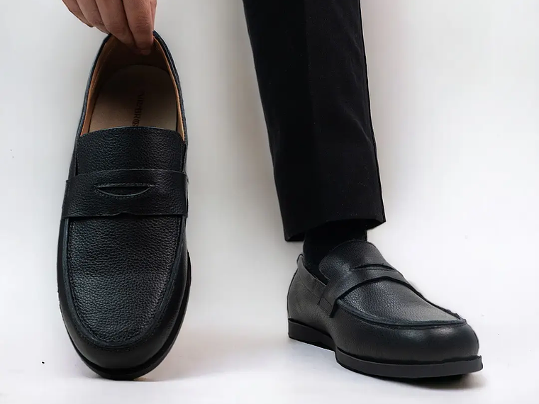 Mocasines para hombre en cuero liso color negro - ASCOT 3