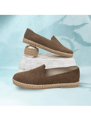 Alpargatas para hombre en cuero color avellana - TERRA