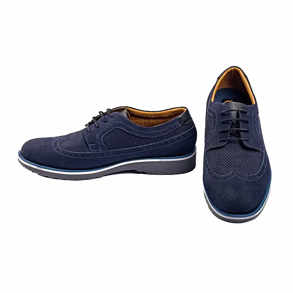 Zapatos oxford hombre cuero color azul gamuza 