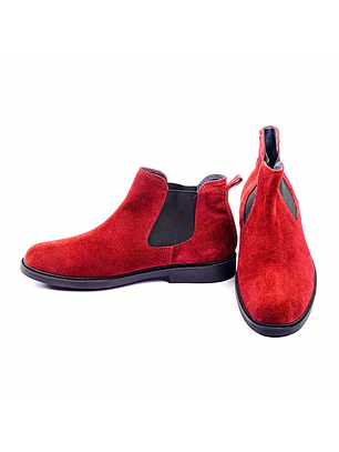 Botas chelsea hombre cuero carnaza color vinotinto