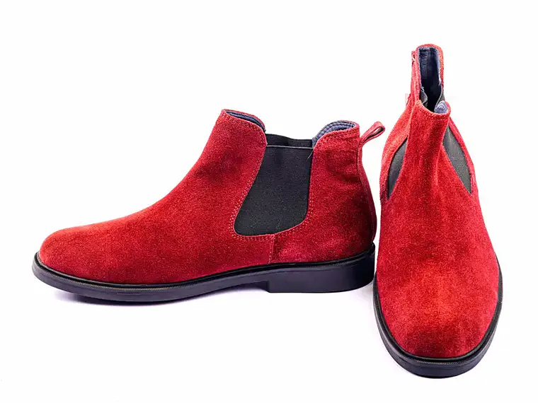 Botas chelsea hombre cuero carnaza color vinotinto 2