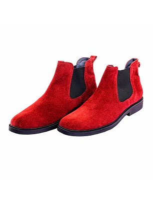 Botas chelsea hombre cuero carnaza color vinotinto