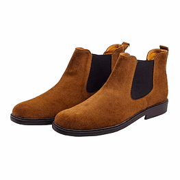 Botines chelsea hombre cuero carnaza color tabaco