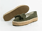 Alpargatas mujer en cuero carnaza verde oliva - Miniatura 2
