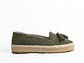 Alpargatas mujer en cuero carnaza verde oliva - Miniatura 1