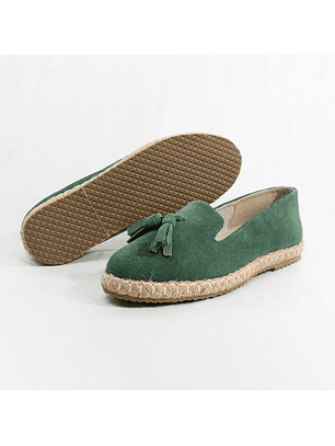 Alpargatas mujer en cuero carnaza verde agua