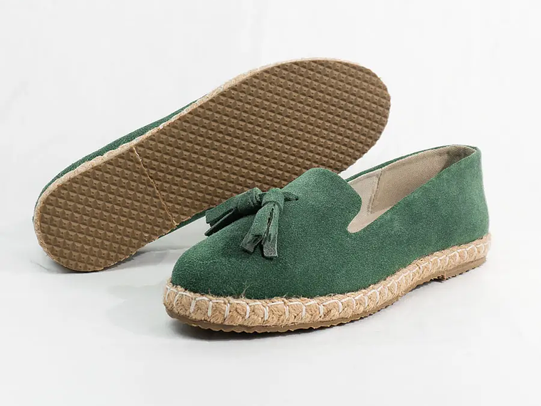 Alpargatas mujer en cuero carnaza verde agua 2