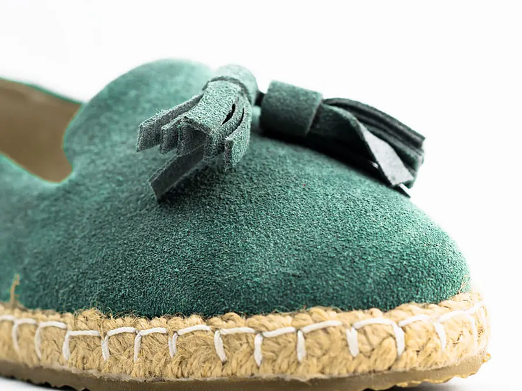 Alpargatas mujer en cuero carnaza verde agua 5