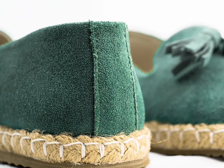 Alpargatas mujer en cuero carnaza verde agua 4