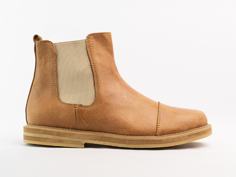 Botas mujer chelsea en cuero liso color Beige  1