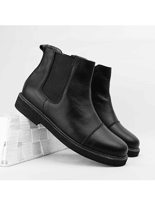 Botas de mujer chelsea en cuero liso color negro