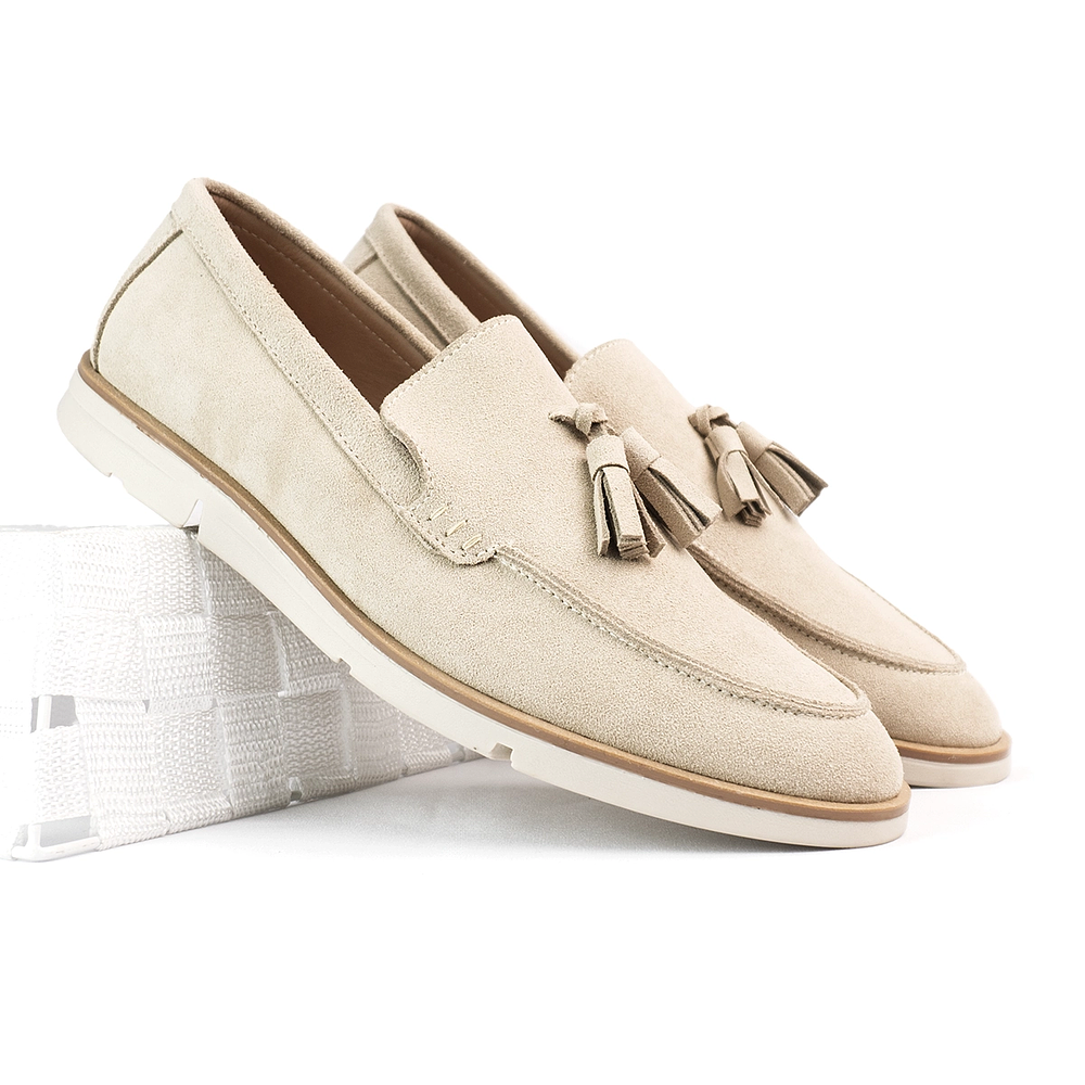 Alpargatas hombre en cuero carnaza color beige