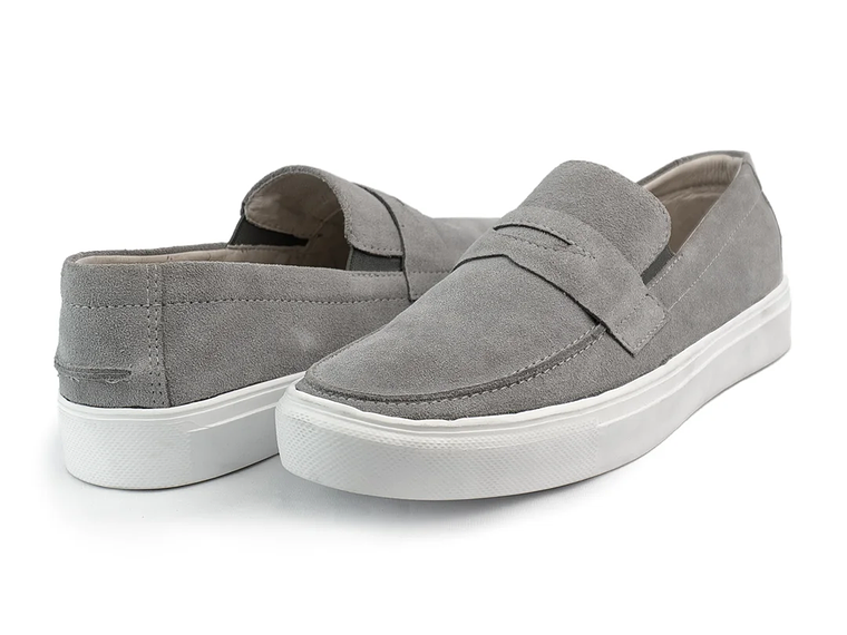 Mocasines para hombre en cuero carnaza - LORNE - Color gris plata 3