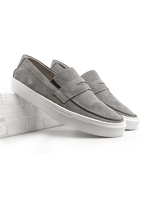 Mocasines para hombre en cuero carnaza - LORNE - Color gris plata