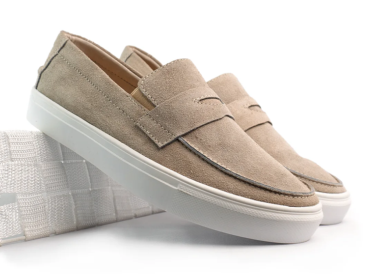 Mocasines para hombre en cuero carnaza - LORNE - Color beige 2