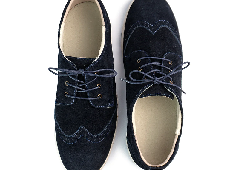 Tenis Lona tipo Brogues en carnza - Color azul oscuro 3
