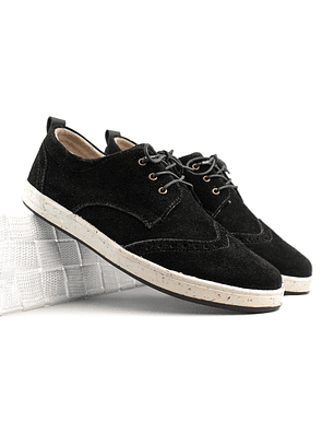 Tenis Lona tipo Brogues en carnza - Color negro