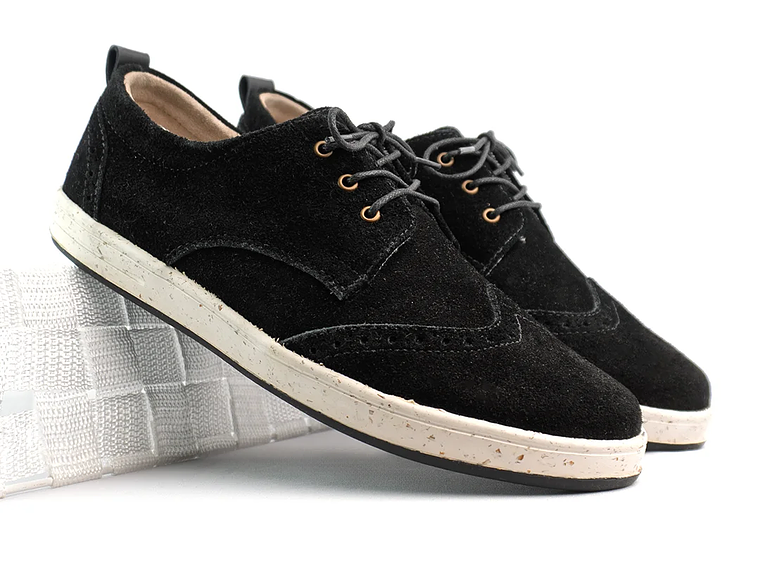 Tenis Lona tipo Brogues en carnza - Color negro 2