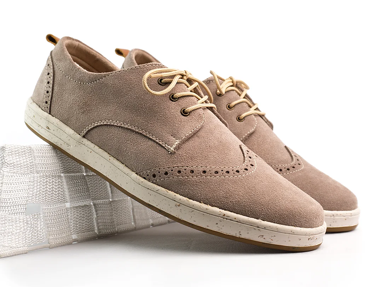 Tenis Lona tipo Brogues en carnaza - Color beige 2