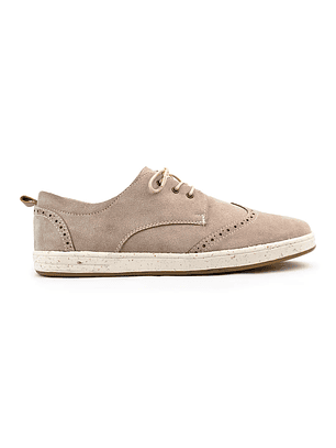 Tenis Lona tipo Brogues en carnaza - Color beige