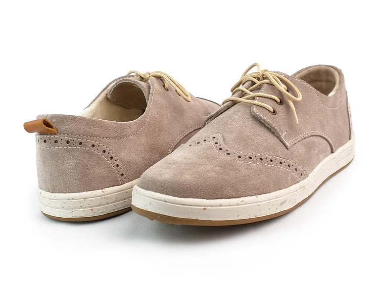 Tenis Lona tipo Brogues en carnaza - Color beige 3