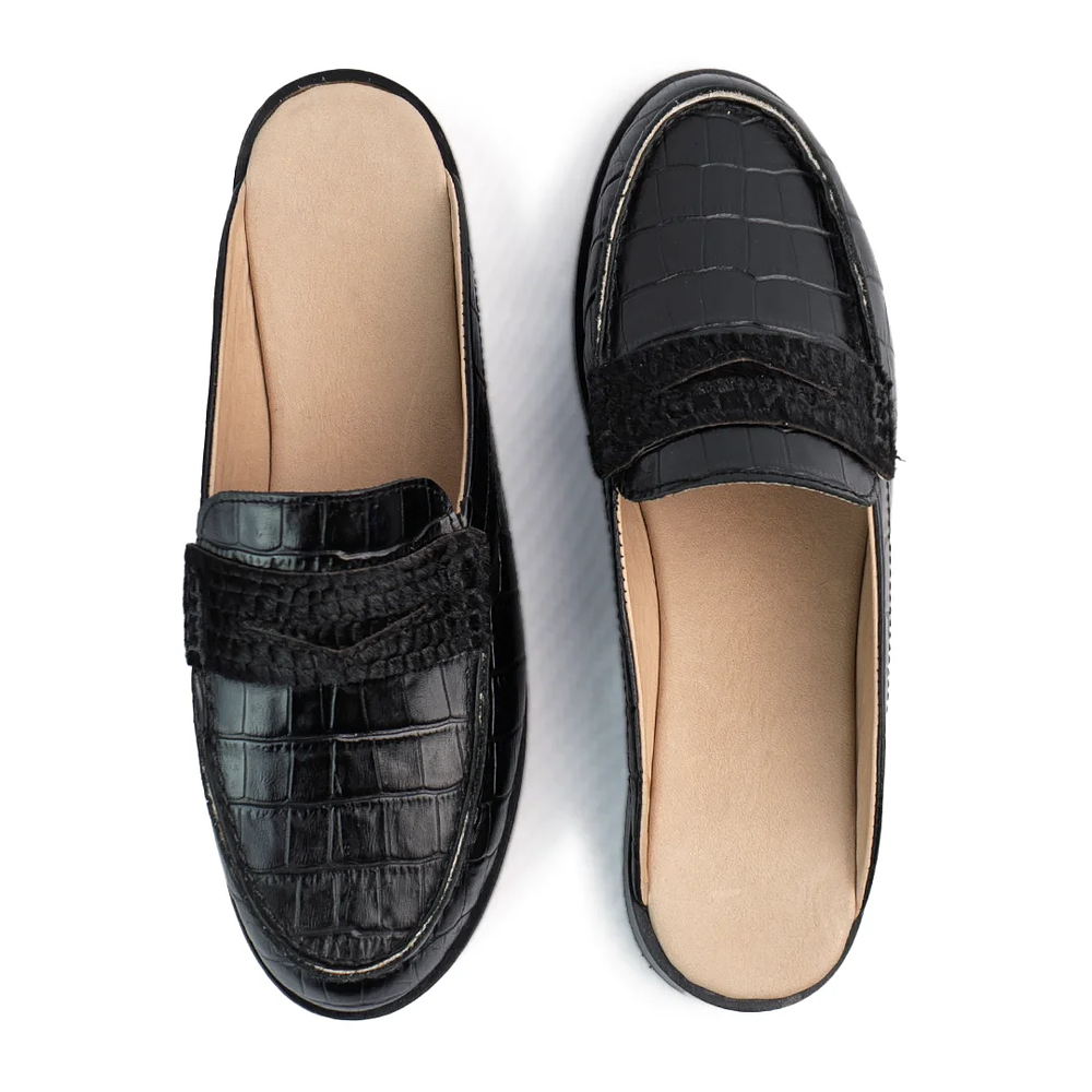 Suecos para mujer tipo mocasine en cuero grabado mujer