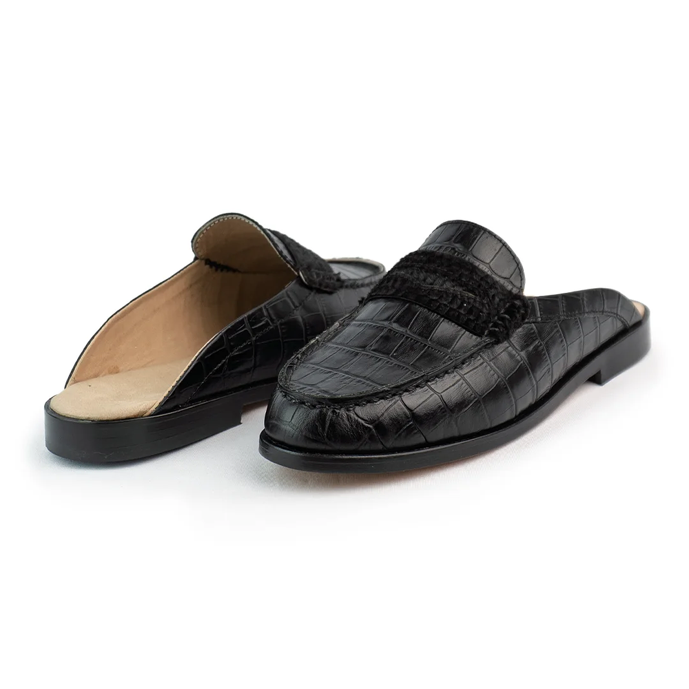 Suecos para mujer tipo mocasine en cuero grabado mujer