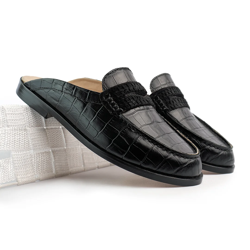 Suecos para mujer tipo mocasine en cuero grabado mujer