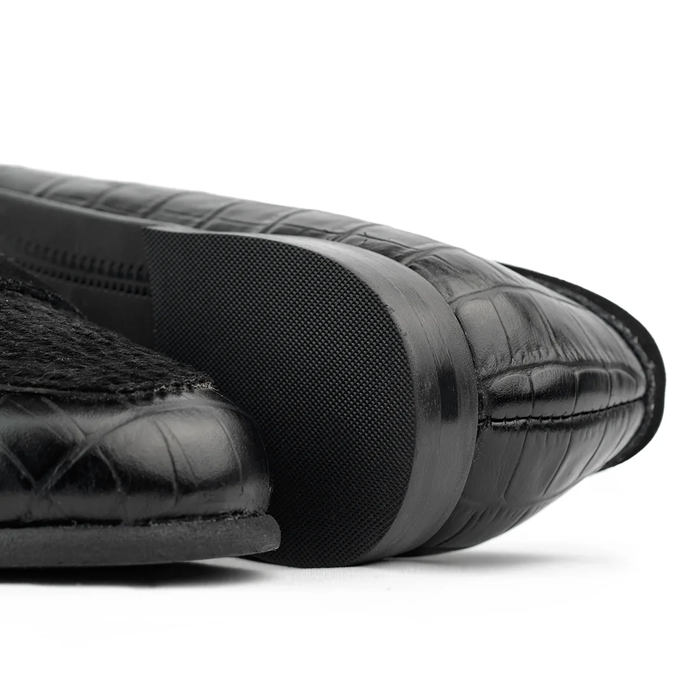 Zapatos mocasines para mujer en cuero grabado