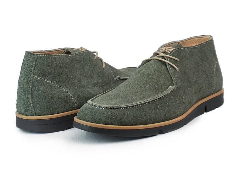 Botas náuticas Brunmore en cuero carnaza - Color verde oliva 3