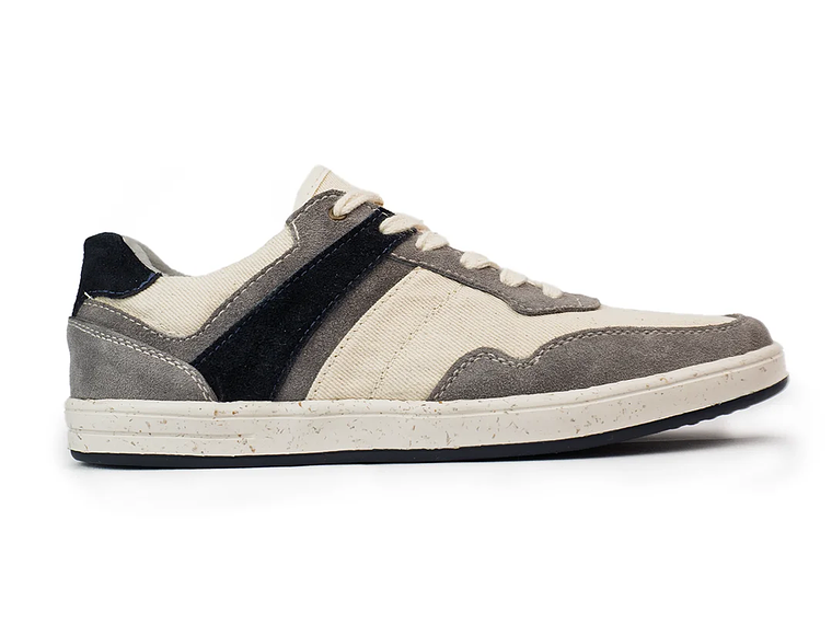 Tenis Flux en cuero carnaza - Color gris con azul 1