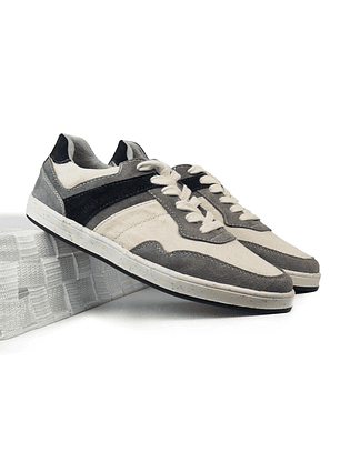 Tenis Flux en cuero carnaza - Color gris con azul