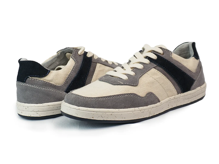 Tenis Flux en cuero carnaza - Color gris con azul 3