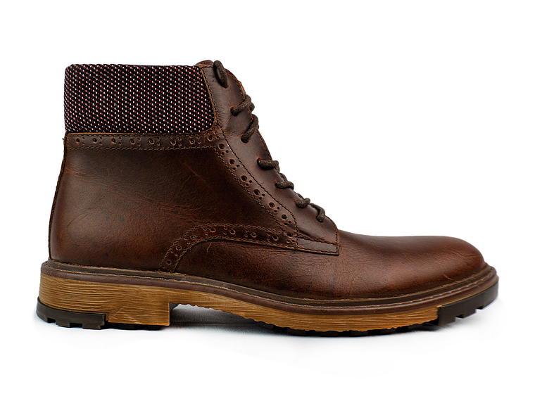 Botas para hombre en cuero liso color coñac - OXFORD 1