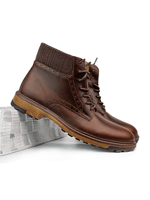 Botas para hombre en cuero liso color coñac - OXFORD