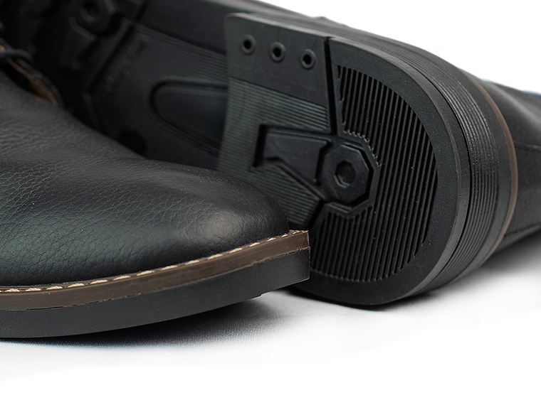 Botas Oxford en cuero liso - Color negro cuello azul 5