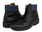 Botas Oxford en cuero liso - Color negro cuello azul - Miniatura 3