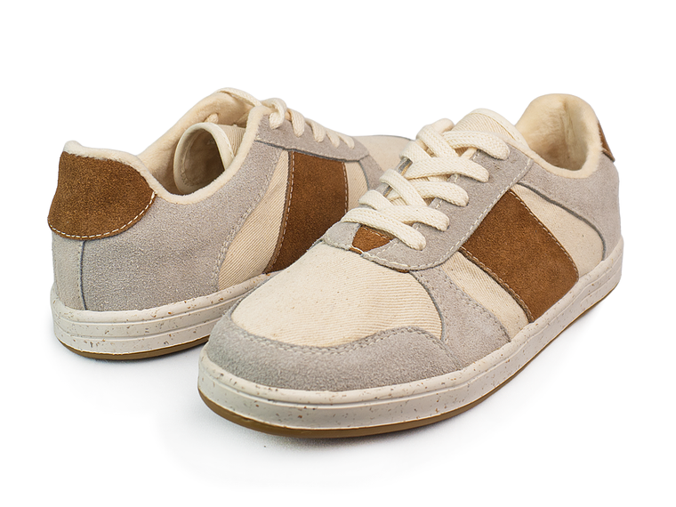 Tenis para hombre en cuero color gris con miel - TROSSASH 3