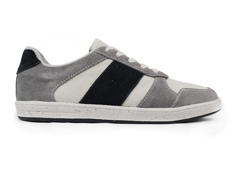 Tenis Trossash en cuero carnaza - Color gris con azul oscuro 1