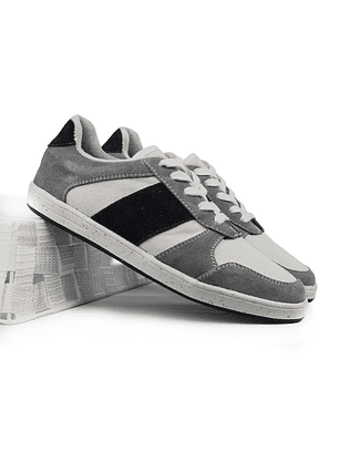 Tenis Trossash en cuero carnaza - Color gris con azul oscuro