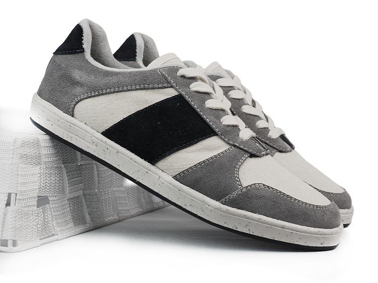 Tenis Trossash en cuero carnaza - Color gris con azul oscuro 2