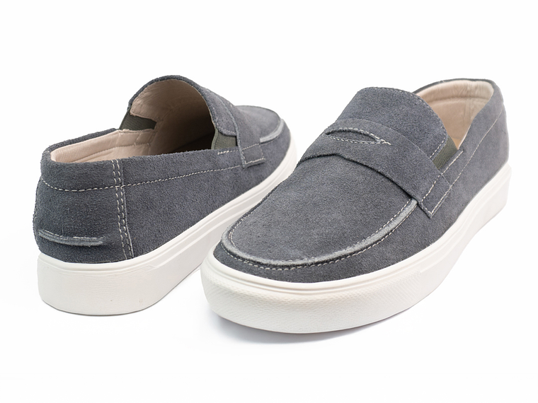 Mocasines para hombre en cuero carnaza - LORNE - Color gris 3