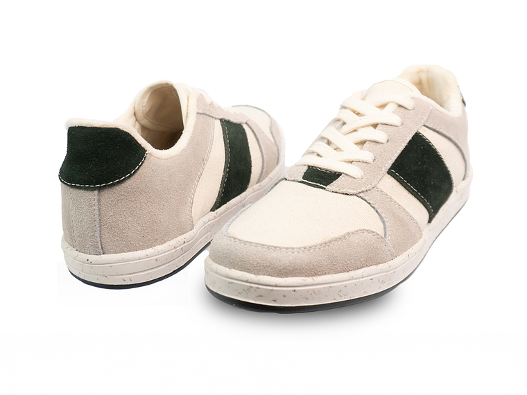 Tenis Trossash en cuero carnaza - Color gris con verde 3