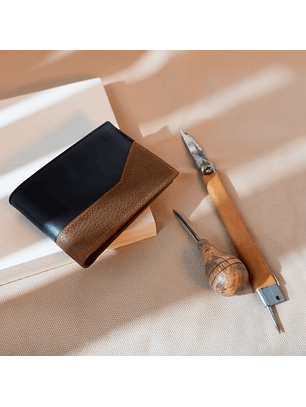 Billetera To Brogues en cuero bicolor