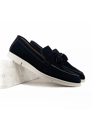 Mocasines para hombre en cuero carnaza - TARTÁN - Color azul