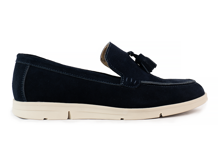 Mocasines para hombre en cuero carnaza - TARTÁN - Color azul 1