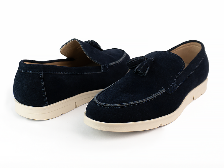 Mocasines para hombre en cuero carnaza - TARTÁN - Color azul 3