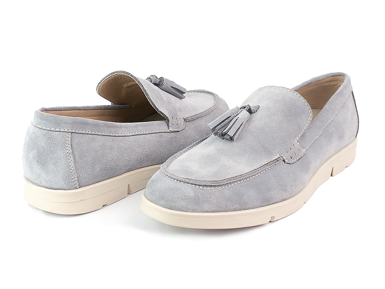 Mocasines para hombre en cuero carnaza - TARTÁN - Color gris 3