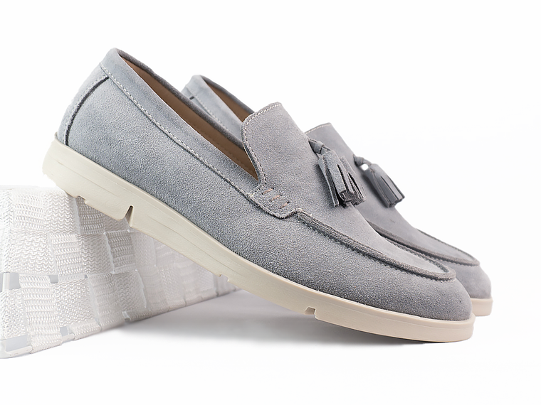 Mocasines para hombre en cuero carnaza - TARTÁN - Color gris 2